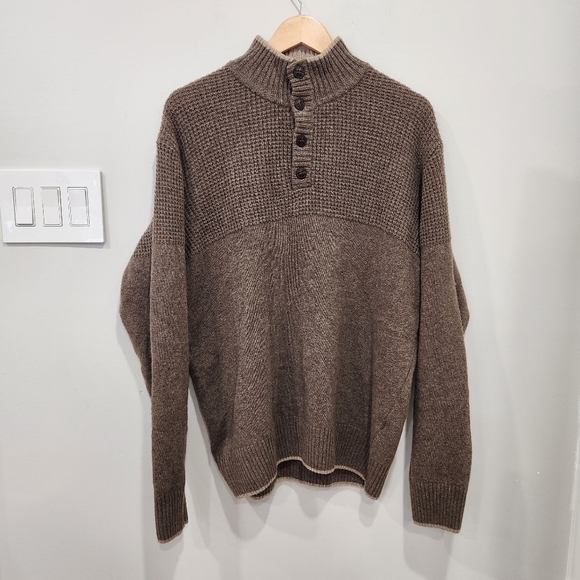 Daniele Blasi Other - VTG Daniele Blasi Wool Blend Henley Sweater Mens XL Brown Waffle Knit Preppy